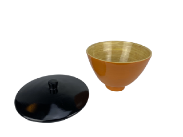 Kleine Bambus Schüssel orange mit Deckel